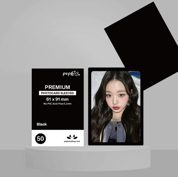 Kpop Photocard Premium Sleeves | All Color 100 Microns 61 x 91 mm Kpop photocards Colored Protector | Acid-Free 50 PCs Black