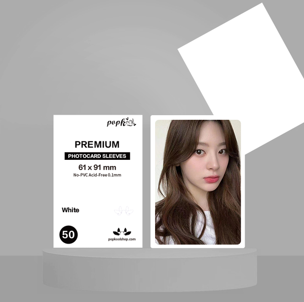 Kpop Photocard Premium Sleeves | All Color 100 Microns 61 x 91 mm Kpop photocards Colored Protector | Acid-Free 50 PCs White