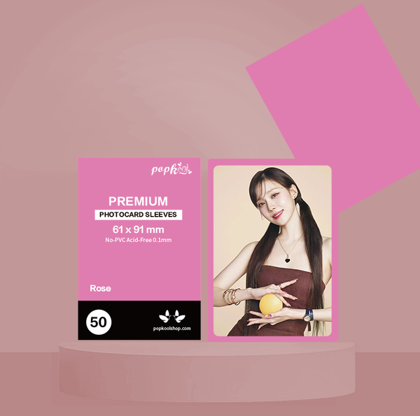 Kpop Photocard Premium Sleeves | All Color 100 Microns 61 x 91 mm Kpop photocards Colored Protector | Acid-Free 50 PCs Rose