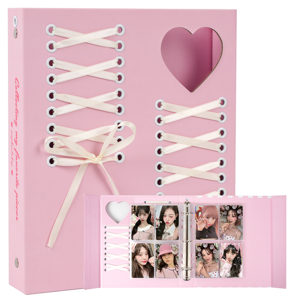 CeyiJun Ballet Ribbon Photocard Binder 100 Pockets with 25 Pcs Inner Pages, Korean Pop Photocard Holder Book, Photocard Album, 3 Ring K-Pop Album Photo Card Binder Book, 4 Photo Style Photo