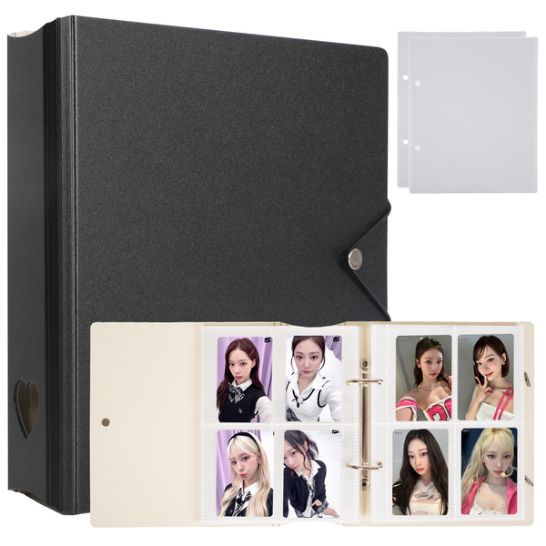 CeyiJun Minimalist Photocard Binder with 25 Pages 4 Pocket Single Side Inner Refills and 2 Divider Acid-Free with 100 Pockets