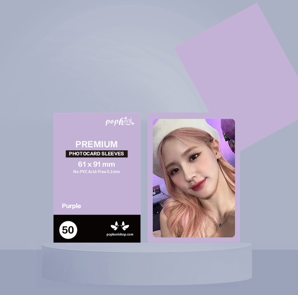 Kpop Photocard Premium Sleeves | All Color 100 Microns 61 x 91 mm Kpop photocards Colored Protector | Acid-Free 50 PCs Purple