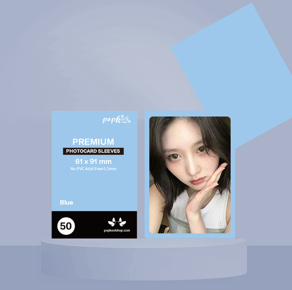 Kpop Photocard Premium Sleeves | All Color 100 Microns 61 x 91 mm Kpop photocards Colored Protector | Acid-Free 50 PCs Blue