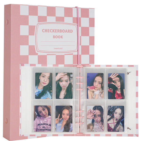 CeyiJun Checkered Photocard Binder with 25 Pages 4 Pocket Double Side Inner Refills with 200 Pockets