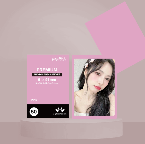 Kpop Photocard Premium Sleeves | All Color 100 Microns 61 x 91 mm Kpop photocards Colored Protector | Acid-Free 50 PCs Pink