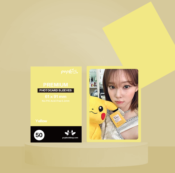 Kpop Photocard Premium Sleeves | All Color 100 Microns 61 x 91 mm Kpop photocards Colored Protector | Acid-Free 50 PCs Yellow