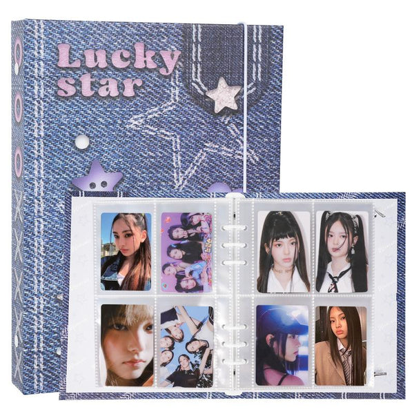 CeyiJun Denim Photocard Binder with 25 Pages 4 Pocket Double Side Inner Refills with 200 Pockets