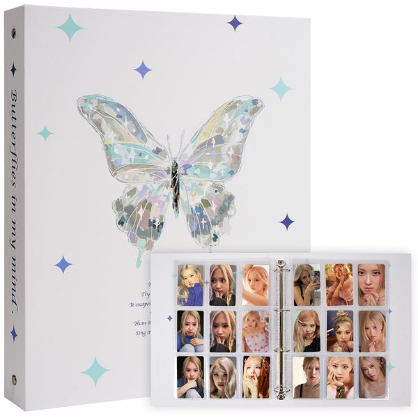 CeyiJun Butterfly Photocard Binder with 30 Pages 9 Pocket Single Side Inner Refills Acid-Free 270 Pockets