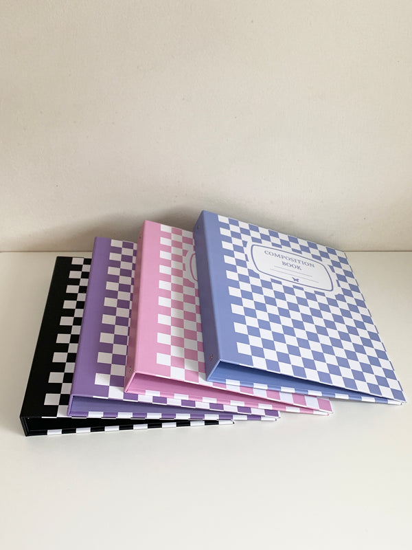 [PREORDER] PopKoolShop A4 1 inch Binder | Customizable Kpop Photocard Binder| 4 Ring Planner K-pop Binder Bullet Journal Scrapbook Gifts | New Checkered Design